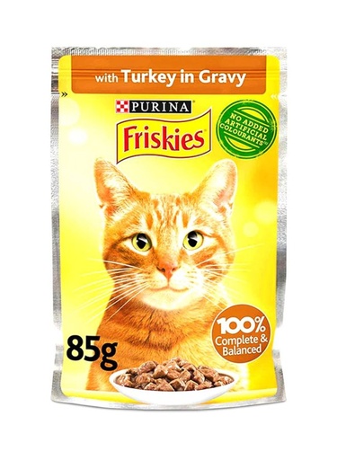 Purina Friskies Turkey Chunks in Gravy Wet Cat Food Pouch 85g