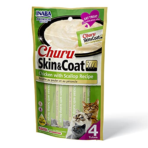 Churu Skin and Coat Chicken with Scallop Treats for Cats 56g