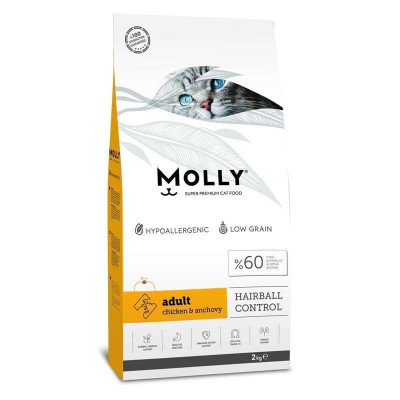 MOLLY Cat Hairball Chicken and Anchovy Food - 2 kg