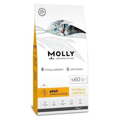 Molly Low Grain Chicken Adult Cat Food for Hairball Control - 15 Kg