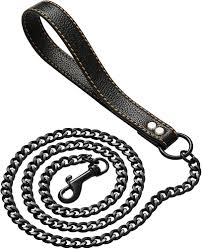 Black leather dog chain