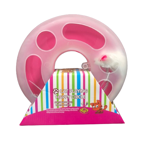 Round Cat Toy with Balls and Feather