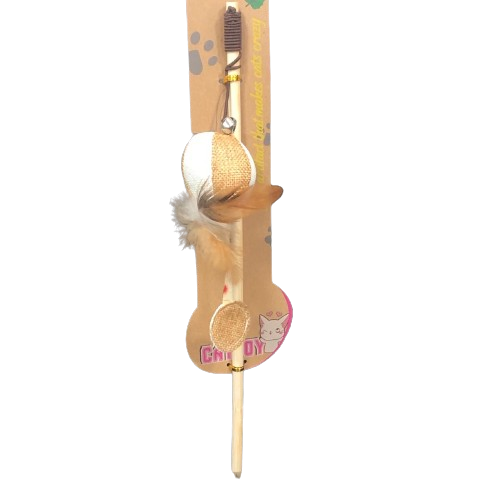 Cat stick game with ball and feather