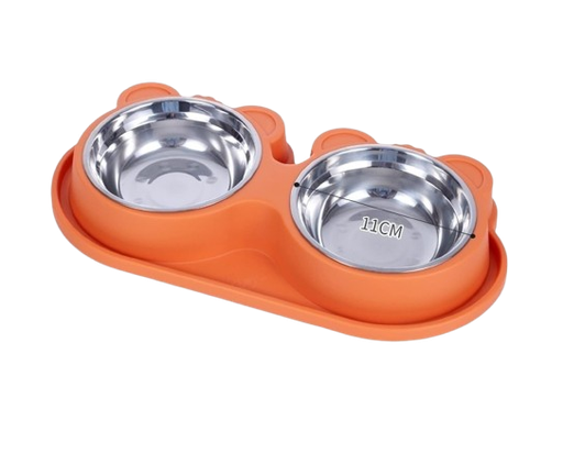 Double Food and Water Bowl with Silicone Base