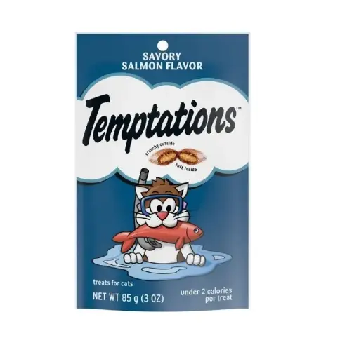 Temptations Savory Salmon Crunchy Cat Treats - 85g
