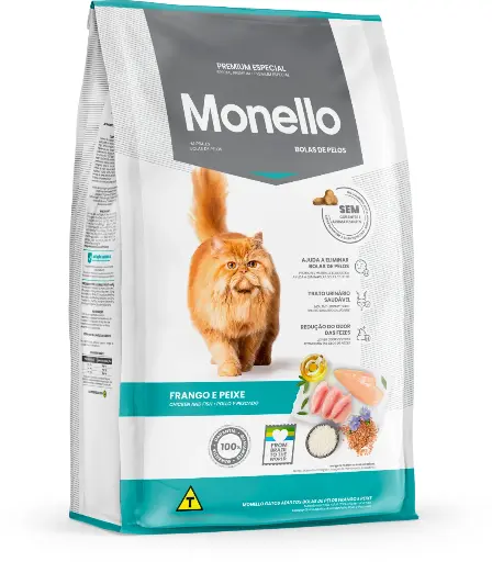Monello Dry Food for Adult Cats to Combat Hairballs in Chicken and Fish - 15kg
