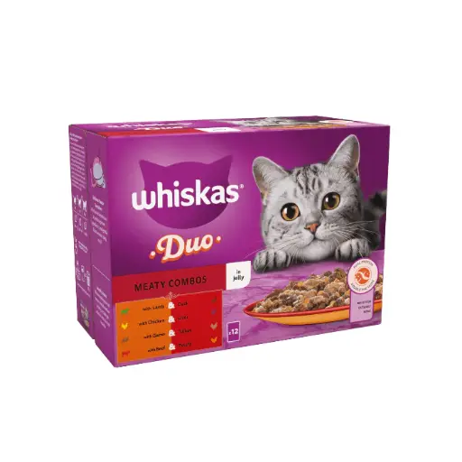 Whiskas 1+ Cat Pouches Duo Meaty Combos in Jelly (12 x 85g)