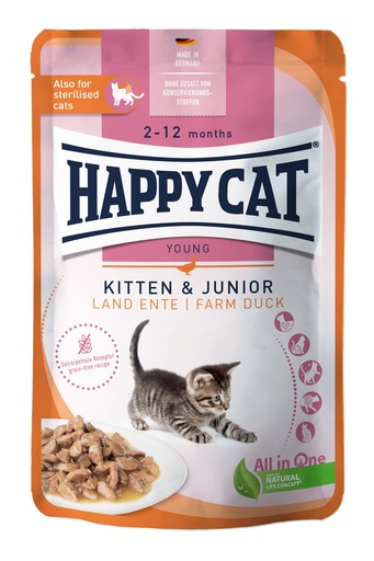 Happy Cat - Kitten & Junior Farm Duck 85g