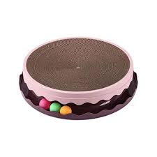 Round Corrugated Cat Scratcher with Multiple Balls 