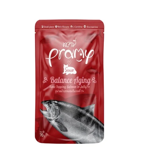 Pramy Cat Senior 7+ Balance Aging Tuna Topping Salmon in Jelly 70g