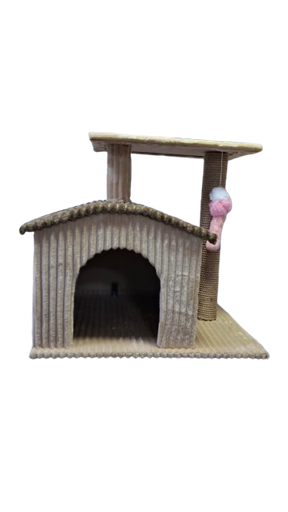 Cozy cat hut with scratching post 
