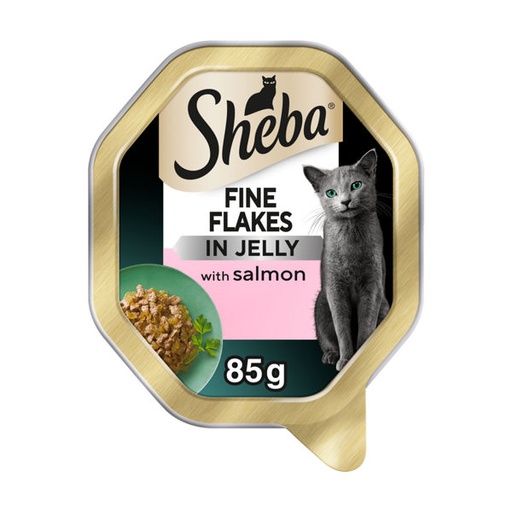 Sheba Fine Flakes Adult Wet Cat Food Tray with Salmon