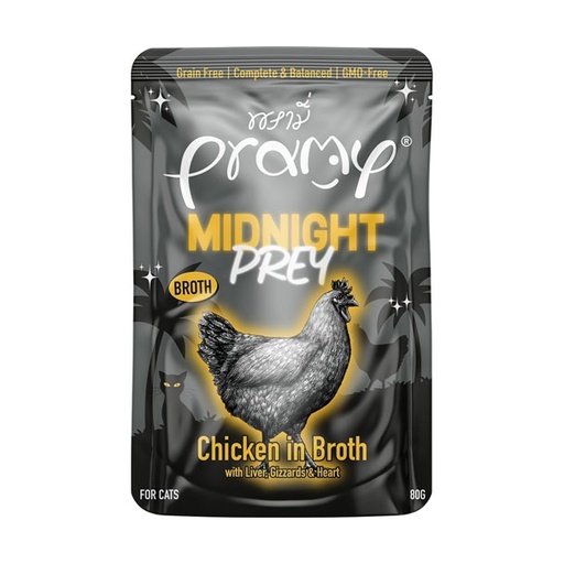 PRAMY MIDNIGHT PREY CHICKEN IN BROTH 80G