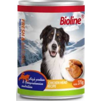 Bioline Canned Dog Wet Food Chicken Head 375g