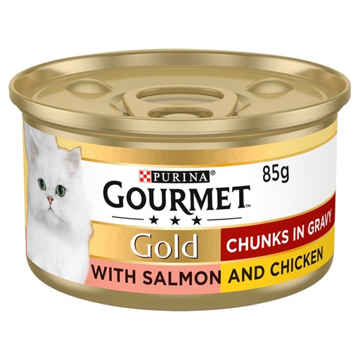 Gourmet Gold Chunks in Gravy with Salmon and Chicken 85g 