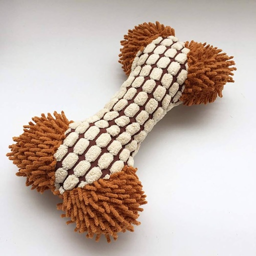 Cotton Dog Chew Toy Shaped Like a Bone with a Squeaker 