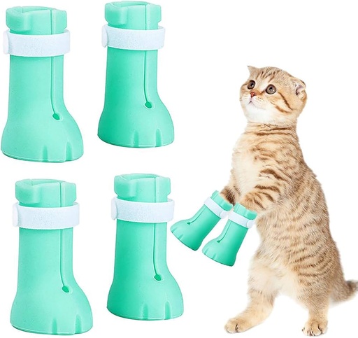 Anti-Scratch Shoes for Cats, Adjustable Rubber Covers (4 Pieces)