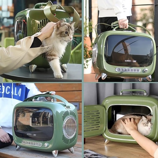 Large cat carrying bag in the shape of a TV 