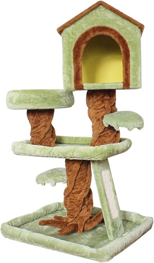 Platform Cat Tree with Scratching Posts & Hanging Mice 