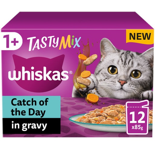 Whiskas Tasty mix In Gravy 1+ Adult Wet Cat Food 12×85g 