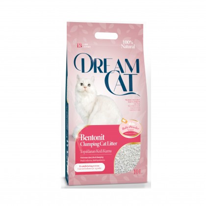 Dream Cat Bentonite Natural White Cat Litter Baby Powder Scent 10L