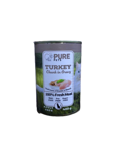Pure Pet Turkey Chunks in Gravy 400g