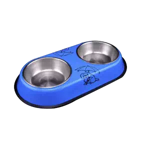 وعاء مزدوج لتغذية الحيوانات الأليفة من الستانلس ستيل