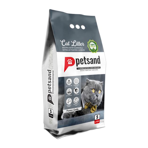 Petsand White Bentonite Cat Litter with Carbon 5L