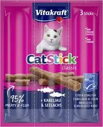 Vitakraft Cat Sticks Cod Flavor Treats for Cats - 3 Sticks × 18g
