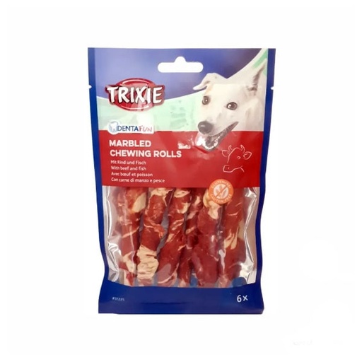 Trixie Treat for Dogs Denta Fun Marbled Beef Chewing Rolls – 85g