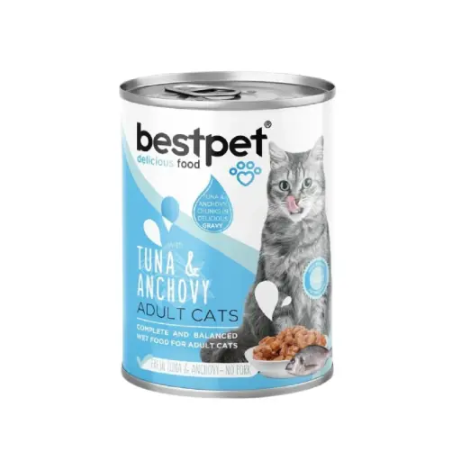 BestPet Wet Food for Adult Cats – Anchovy & Tuna 400g
