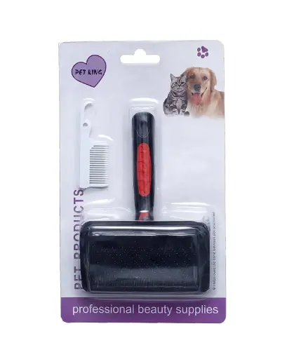 Pet King Grooming Brush for Cats & Dogs – Black & Red ( S ) 