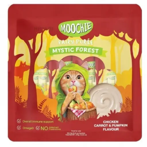 Moochie Fairy Puree Cat Treat with Chicken, Carrot and Pumpkin Flavor- 25×15 g 