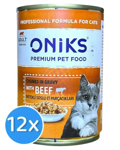 Oniks Canned Cat Food – Meat Chunks in Gravy – 400g