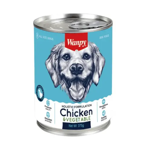 Wanpy Canned Wet Food for Dogs – Chicken & Vegetables, 375g