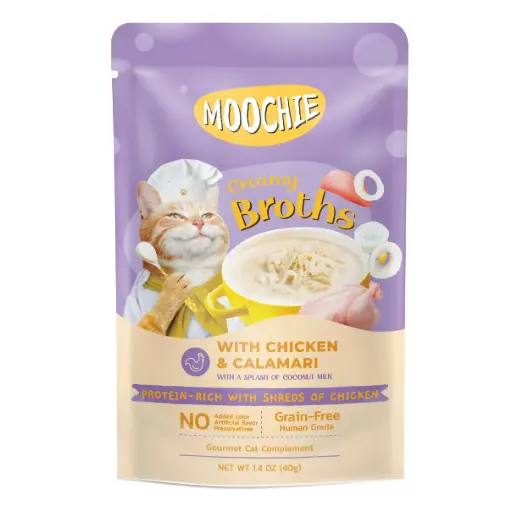moochie with chicken and calamari broths 40g
