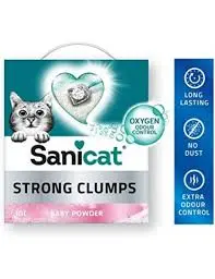 Sanicat Strong Clumps Baby Powder Cat Litter 10 L