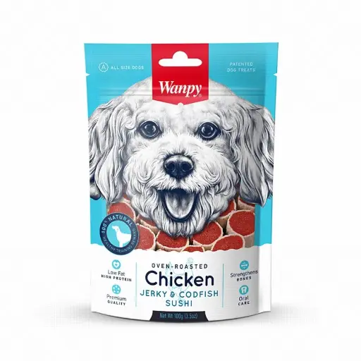 Wanpy Dog Treats Chicken Jerky & Codfish Sushi