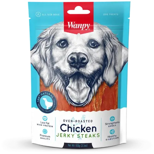 Wanpy Oven-Roasted Chicken Jerky Steaks Dog Treats