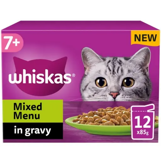 Whiskas 7+ Mixed Menu in Gravy Senior Cat Food – 12 x 85g Pouches